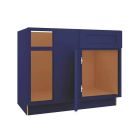 Navy Blue Shaker Blind Base Corner Cabinet 42" Left Largo - Buy Cabinets Today